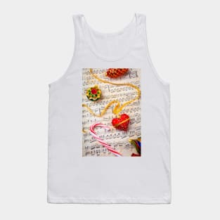 Red Heart Ornament On Sheet Music Tank Top